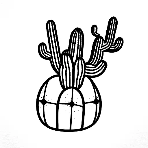 Cactus With Spaceship Over It