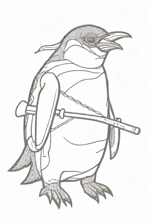 A Penguin Wearing Sunglasses Holding A Sword