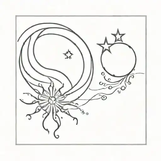 Moon And Sun In A Line