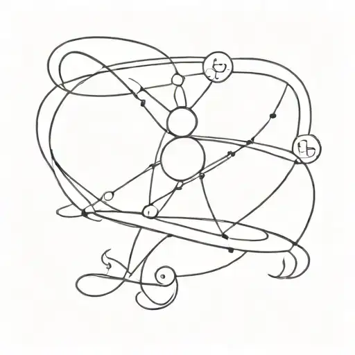 A Minimalist Tattoo Design Of A Gemini Zodiac Sign Intertwined With A Ufo Flying