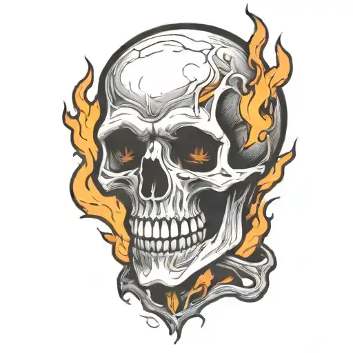 Burning Skeleton Suffering In Pain Hurt Torture Scary Fire