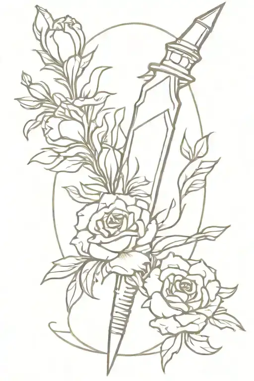 Dagger Wrapped In Carnations Flowers