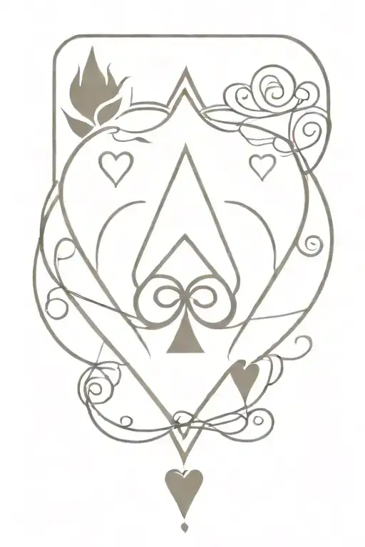 Ace Of Hearts With Skull In Center
