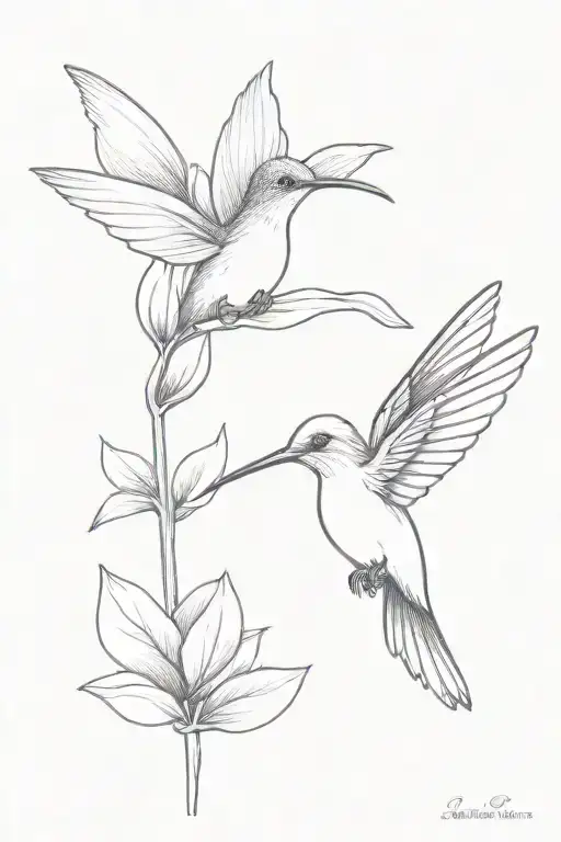 Hummingbird Holding A Single Flower