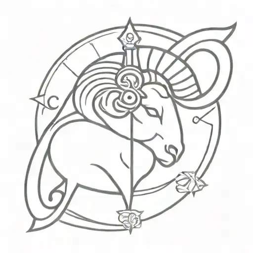 Aries Symbol Feminine With Sword And Evil Eye