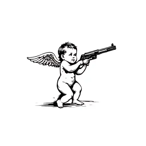 Baby Cupid Holding Ak 47