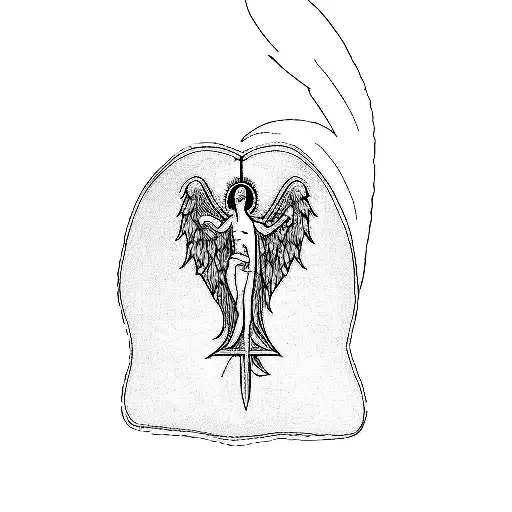 A Cross Tattoo With An Angel Holding