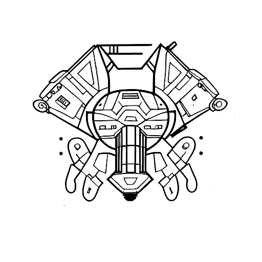 A Minimalist Tattoo Of A Spaceship Shaped Like A Dog