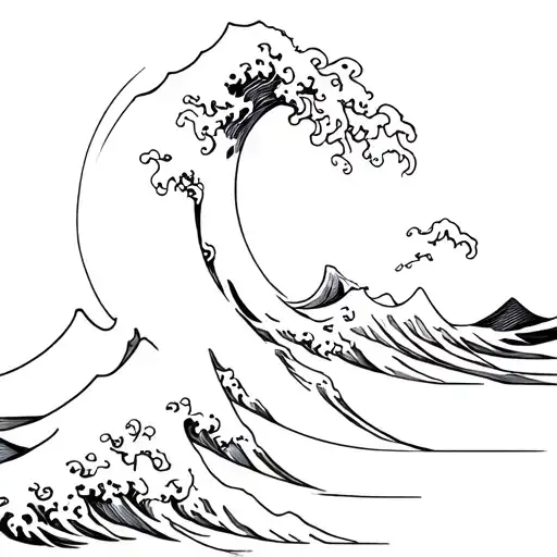 Fine Line Great Wave Hokusai Wave
