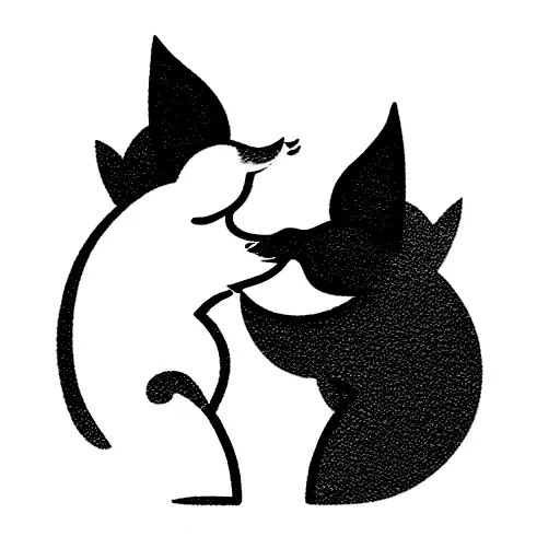 Two White Kitsune Like Brother And Sister Play And Be Here For Each Other