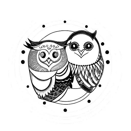 Penguin And Owl Ying Yang