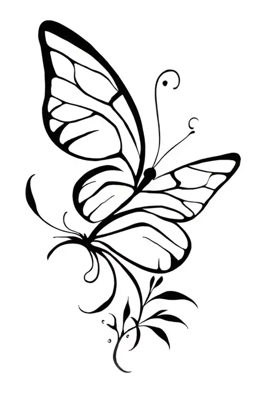 Fine Line Vines An Butterfly's