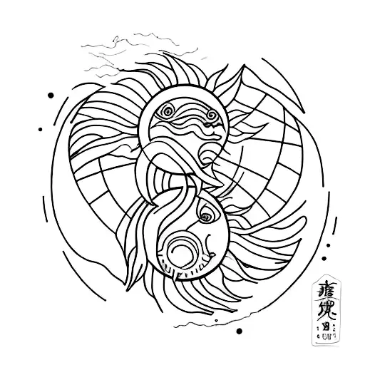 Create A Minimalist Tattoo Design Inspired By Arts And Craft Sun And Moon Couple