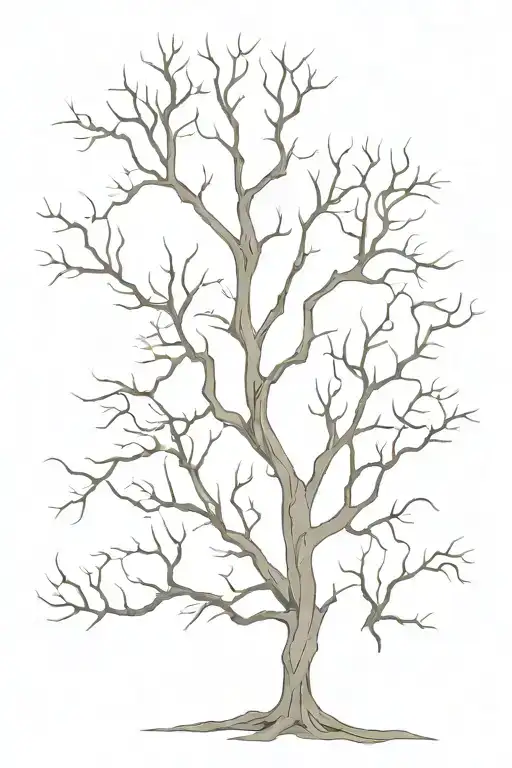 Deciduous Tree In Winter With Roots Reaching Deep