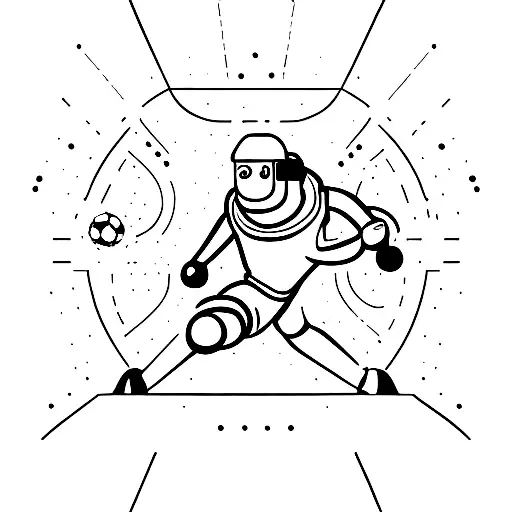A Futuristic Soccer Player Scoring A Goal In Outer Space