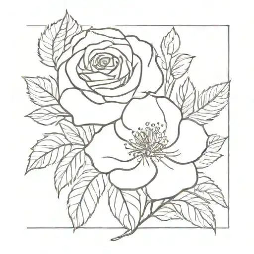 Rose And Larkspur Flower Intertwined Symbolizing Strength And Resilience