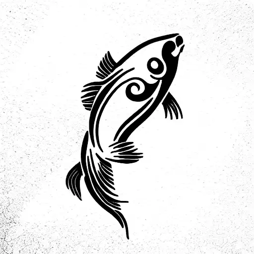 Koi Fish Mixed With A Skull