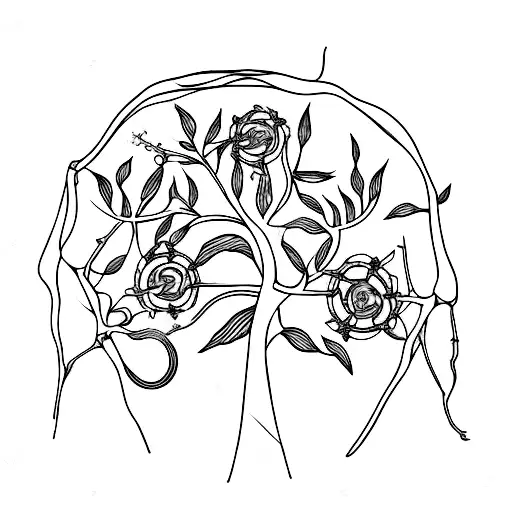 Skeleton Tree Flowers Creepy