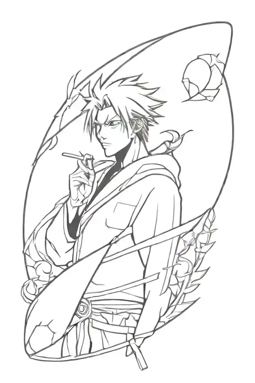 Manga-inspired Design Featuring Characters From Bleach In A Minimalist Style