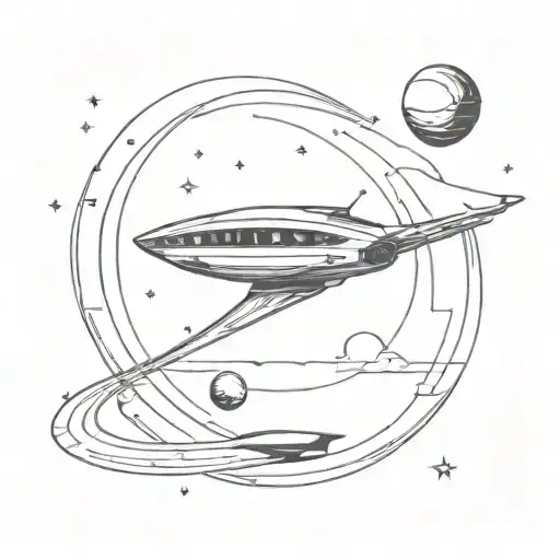 A Luxurious Spaceship Flying Through A Cosmic Black Hole