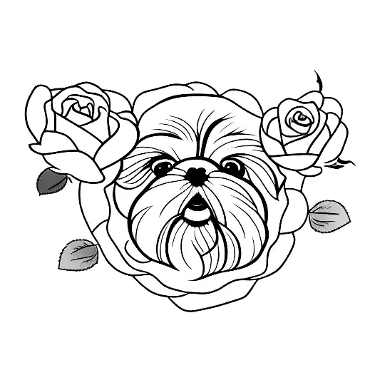 Shih Tzu With Rose