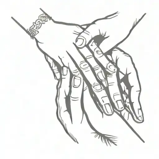 Mother's Hand With Two Baby Hands Holding Her Hand