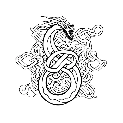 Letter M With Intertwined Dragon