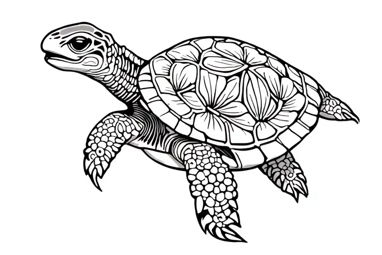 Turtle Hawaiian Flowers Rheumatoid Arthritis Ribbon