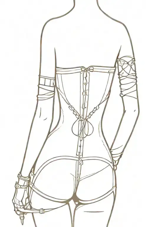 Outline Of Dagger With Legs And Arms On Hips And Corset And Seen From Behind