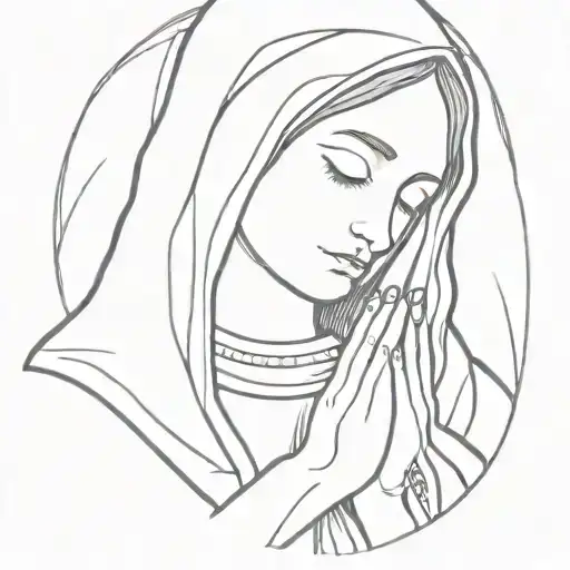 Virgin Mary Praying With One Tear Drop