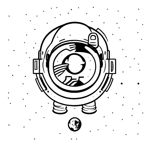 Astronaut Looking Into A Mirror And Seeing Himself As An Alien