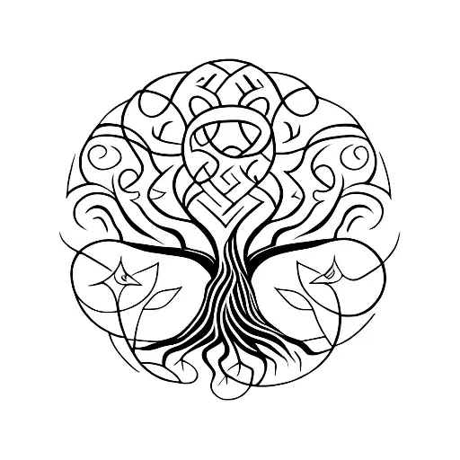 Tree Of Life With Kusic Symbols