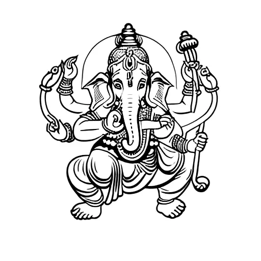 Lord Ganesha And Lord Hanuman Tatoo With Eagle Combination