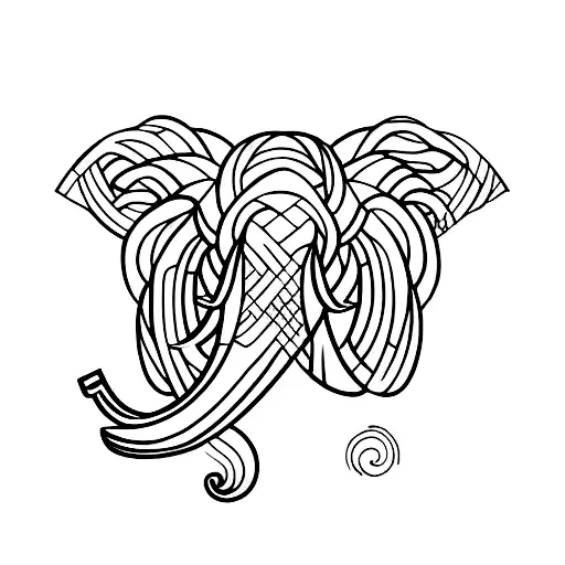 A Majestic Elephant Head In A Shape With Lines And Shapes