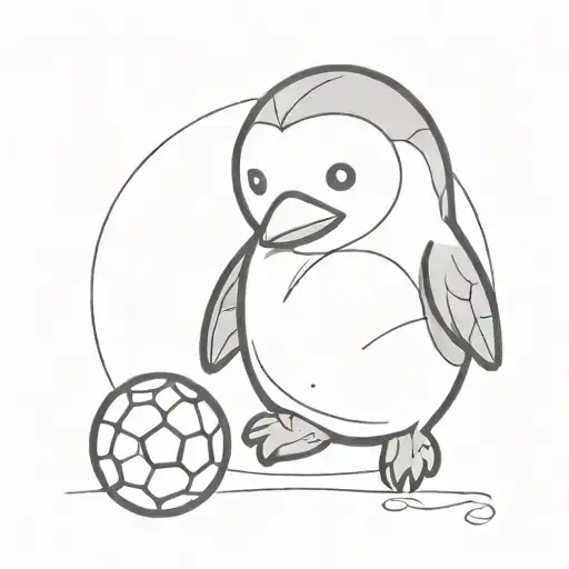 A Cute Penguin With A Soccer Ball On His Head