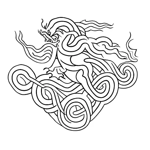 Letter M With Intertwined Dragon