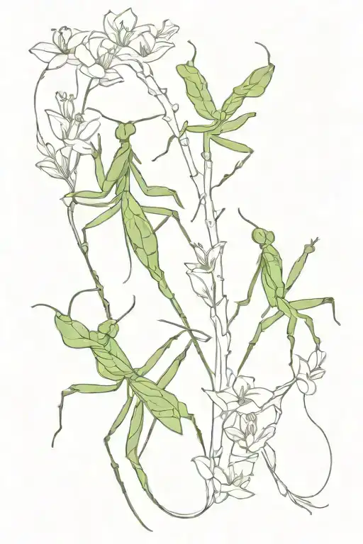 Praying Mantis Orchid Flowers Intertwined