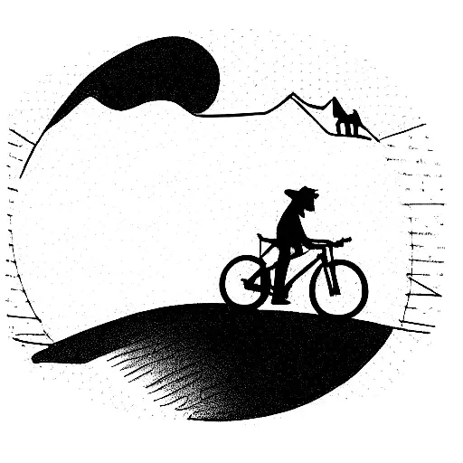 Minimalistic Mountain Biker And Dog On A Path With The Words My Dog Is Not Fat