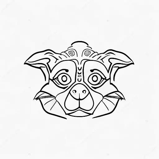 A Minimalist Silhouette Of A Black Labrador With Yoda's Ears