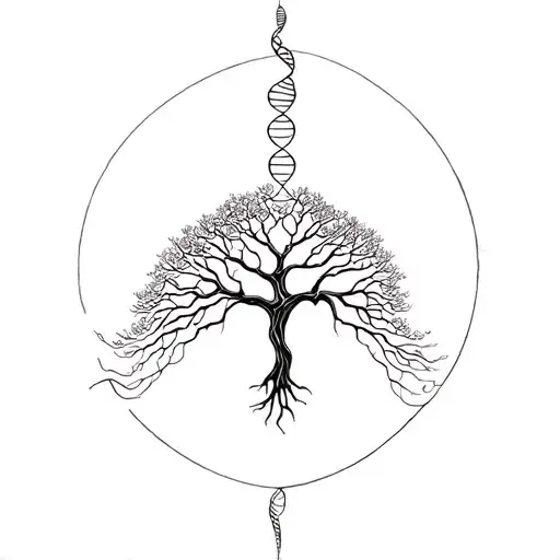 Double Helix Intertwined With Tree Of Life