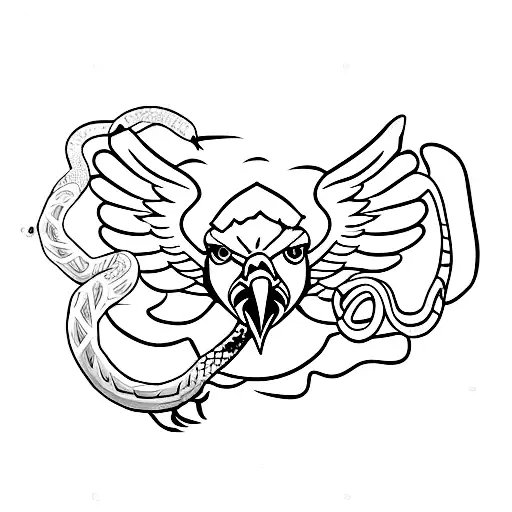 Eagle With Snake Around Neck