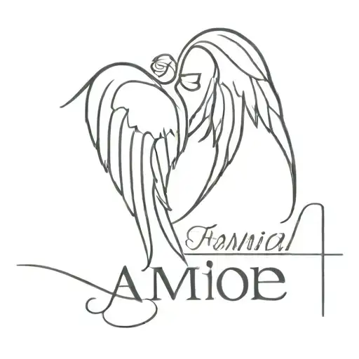 Memorial Tatoo With Name And Date With Angle Wings