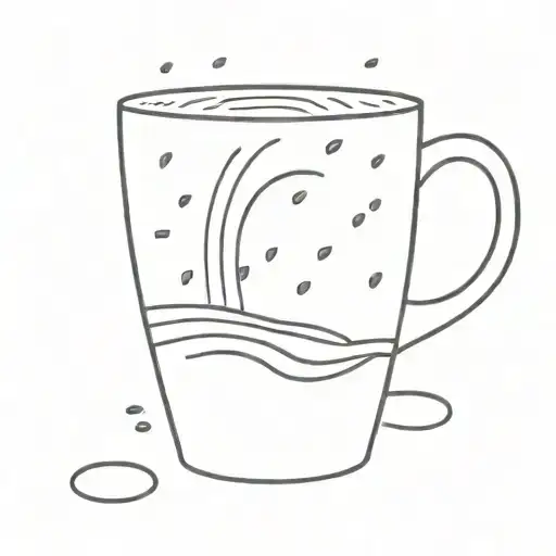A Simple Silhouette Of A Coffee Mug With Rain Falling Into It