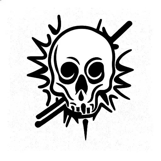 Noise Symbol On A Skull Smoking Weed