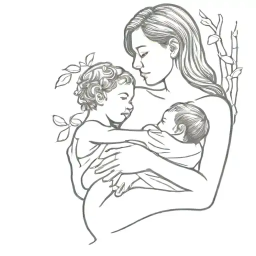 Portrait Of A Mother Breastfeeding Her Child Under A Tree Canopy