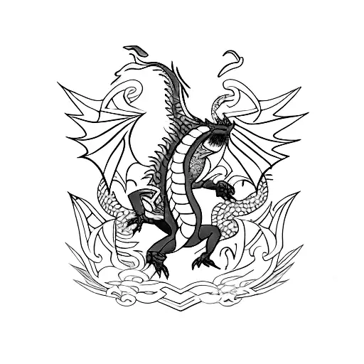 Purple Dragon With The Letter W