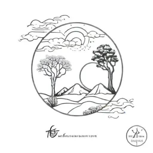 Yin Yang Mountains Tree Wind Travel