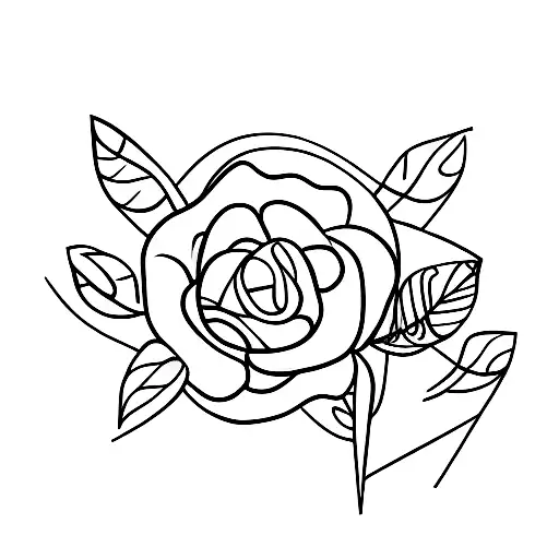 Line Arrow With Three Flowers And Leaf