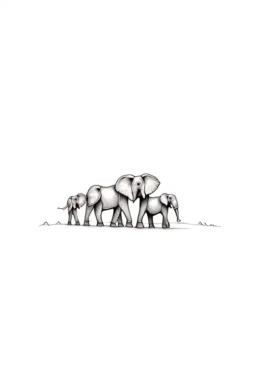 Family Of 4 Elephant Walking Forward Facing Female Pretty