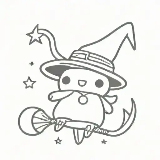 Sanrio Character As A Witch Flying